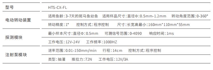 斑馬魚專用成像系統(tǒng)參數(shù)